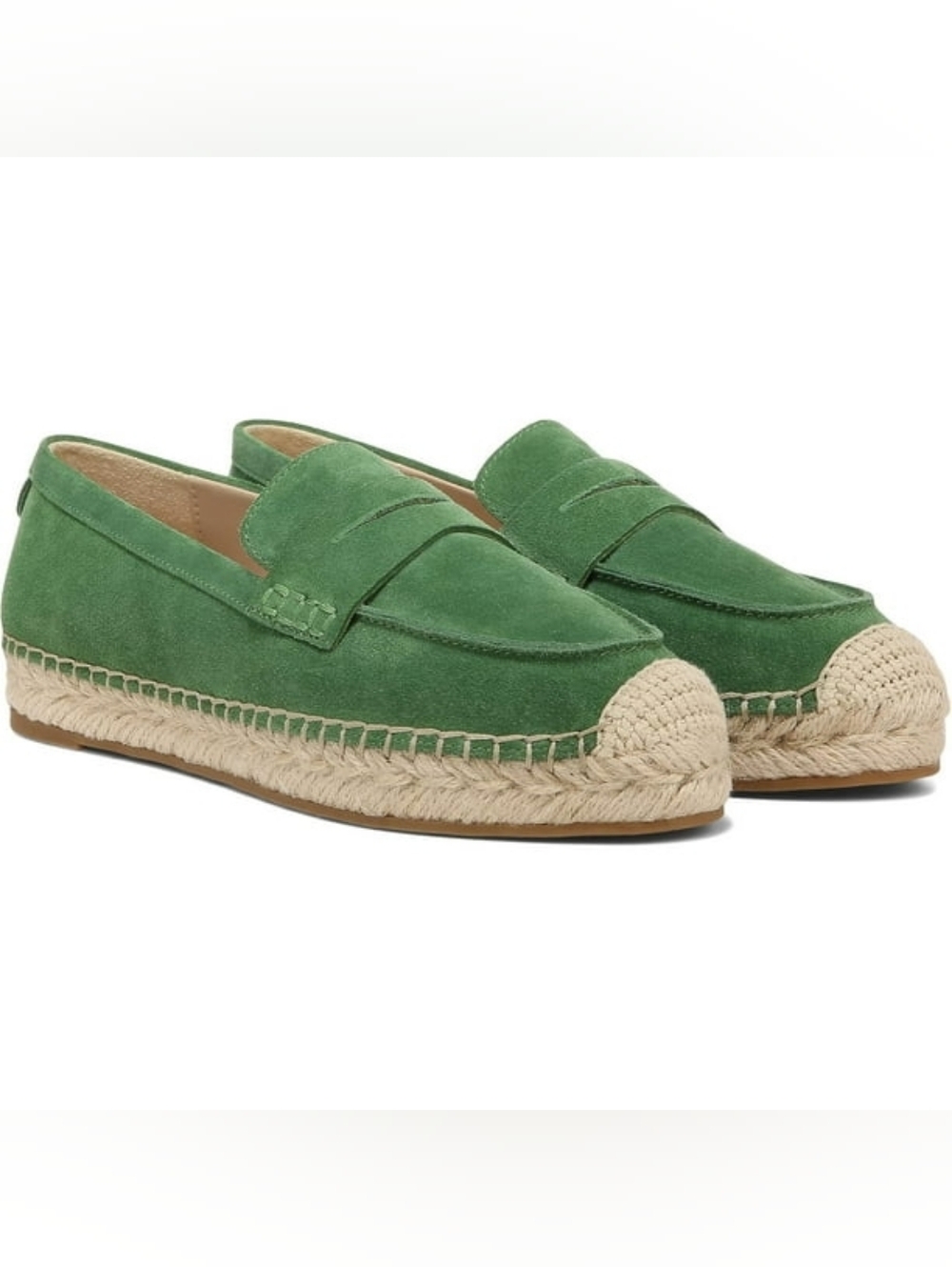 NEW Sam Edelman Kai Thyme Green Suede Leather Loafer Espadrille Flats Size 8.5